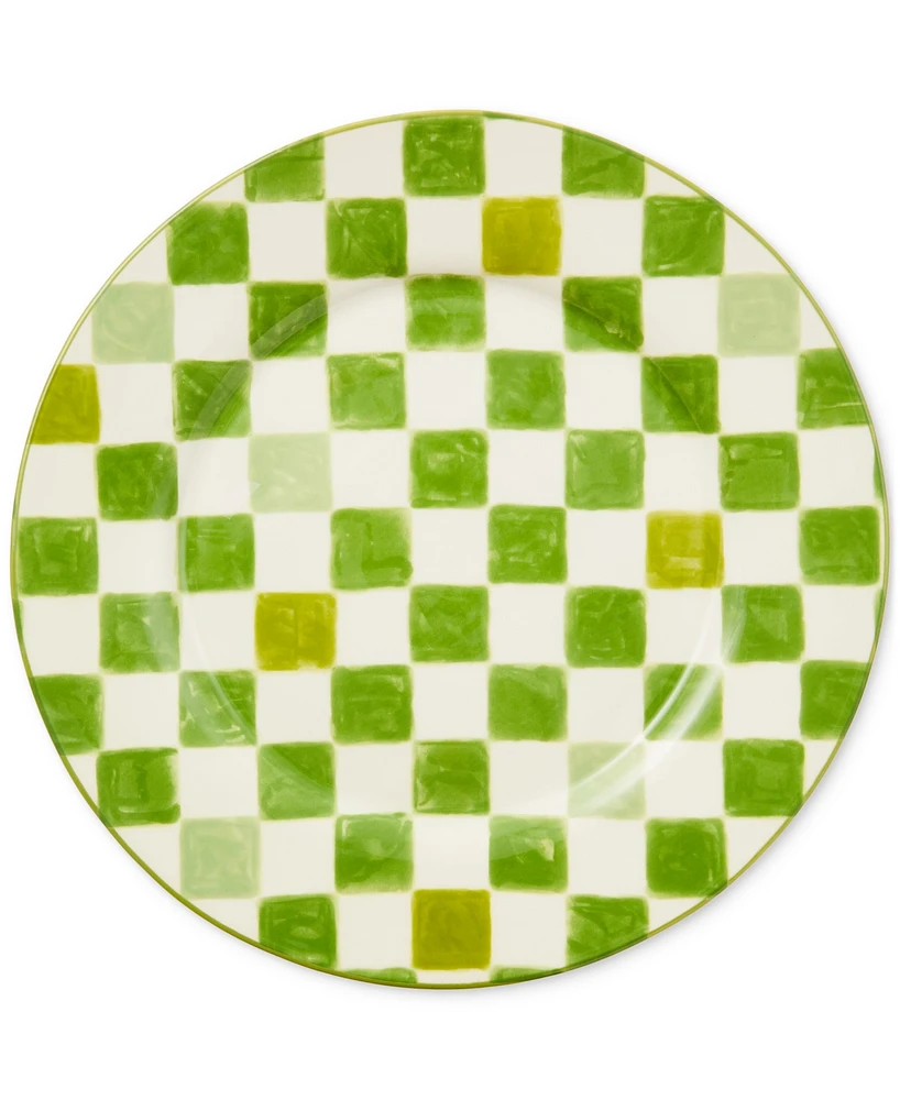 Mackenzie-Childs Green Check Round Platter