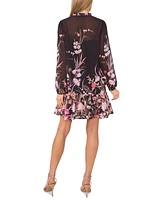 CeCe Women's Long-Sleeve Floral Mini Dress