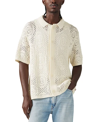 Levi's Men's Straight-Fit Pointelle Crochet Button-Down Camp Shirt