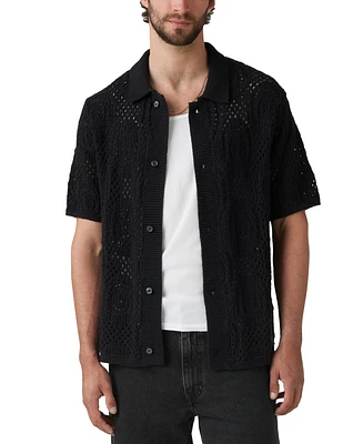 Levi's Men's Straight-Fit Pointelle Crochet Button-Down Camp Shirt