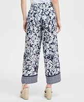 Tommy Hilfiger Women's Floral-Print Pull-On Wide-Leg Pants
