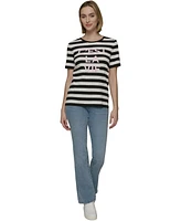 Karl Lagerfeld Paris Women's C'est La Vie Striped Tee