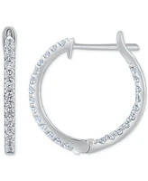 Diamond Small Hoop Earrings (1/2 ct. t.w.) 14K White or Yellow Gold