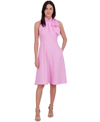 Eliza J Women's Mock-Neck Bow-Trim Sleeveless Dress