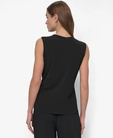 Dkny Women's Zip-Shoulder Sleeveless Knit Top