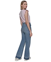 Karl Lagerfeld Paris Women's Patch Pocket Flare-Leg Jeans