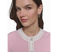 Karl Lagerfeld Paris Women's Marled Four-Pocket Cardigan