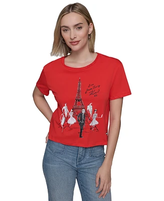 Karl Lagerfeld Paris Women's Girls With Eiffel Tee