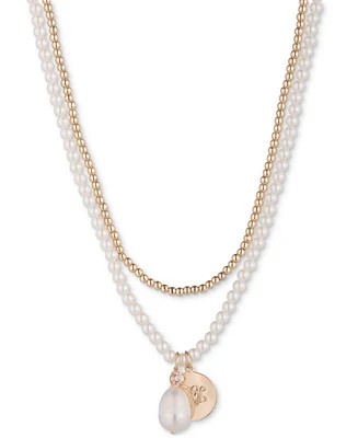 Lauren Ralph Lauren Gold-Tone Freshwater & Imitation Pearl Layered Pendant Necklace, 16" + 3" extender