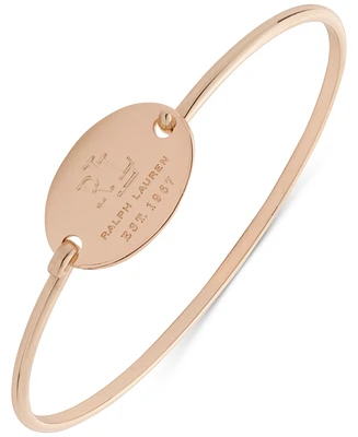 Lauren Ralph Lauren Gold-Tone Logo Disc Polished Bangle Bracelet