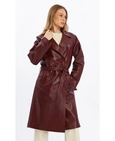 Furniq Uk Women's Leather Trench Coat