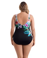 Longitude by Mimi Flamingo Just Shine Scoopback Highneck One Piece Swimsuit