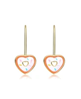 GiGiGirl Sterling Silver 14K Gold Plated with Multi Colored Enamel Heart Donut Earrings