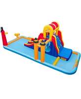 6-In-1 Inflatable Water Slide with Dual Slides and Cave Crawling Game without Blower