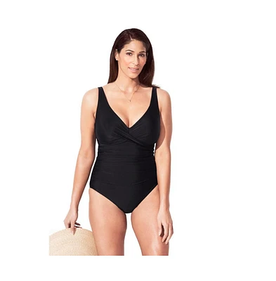 Swimsuits for All Plus V-Neck One Piece Swimsuit