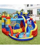 Inflatable Bounce Castle with Slide Climbing Wall and 450W Blower