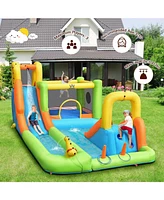 8-in-1 Inflatable Bounce House with Water Slide Ultimate Outdoor Playset for Kids