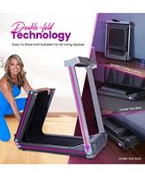 WalkingPad Denise Austin Collapsible Treadmill with Double Fold Technology, Ideal for Home Fitness Enthusiasts and Small Spaces, Purple