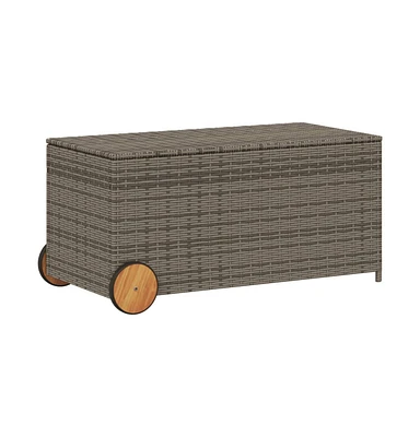 Garden Storage Box with Wheels Gray 50.2 Gal Poly Rattan