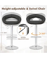 Height Adjustable Bar Stools Set of 2 with Hollow Back and Footrest