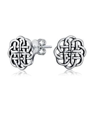 Bling Jewelry Small Floral Medallion Shield Celtic Knot Disc Stud Earrings Sterling Silver