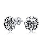 Bling Jewelry Small Floral Medallion Shield Celtic Knot Disc Stud Earrings Sterling Silver