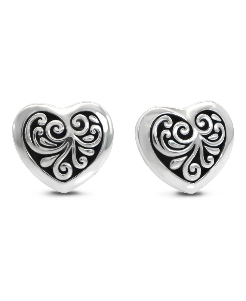 Devata Sweet Heart Filigree Stud Earrings
