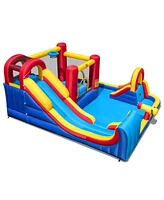 7 in 1 Outdoor Inflatable Bounce House with Water Slides and Splash Pools without Blower