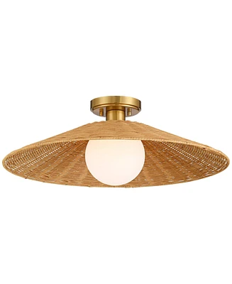 Possini Euro Gavin 22 3/4"W Brass and Rattan Ceiling Light - Possini Euro Design