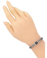 Black Spinel & Sterling Silver Dragon Bone Oval 7mm Chain Bracelet