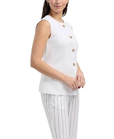 Ellen Tracy Women s Linen Vest with Welt Pockets