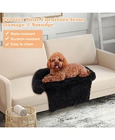 40"x 35"x 26" Plush Calming Dog Couch Bed with Anti-Slip Bottom