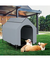 Large Outdoor Elevated Pet House with Ventilated Windows