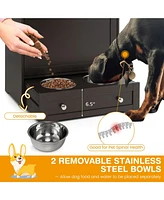 Pet Feeder Station with Stainless Steel Bowl