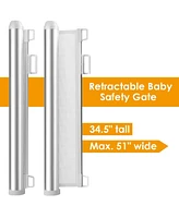 Baby Mesh Retractable Gates, Extra Wide Flexible Extension Safety Gate/Pet Dog Gate for Stairs/Doors/Hallways