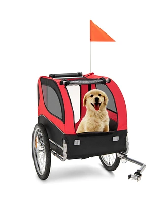 Dog Bike Trailer Foldable Pet Cart with 3 Entrances for Travel