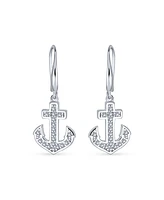 Bling Jewelry Summer Nautical Boat Anchor Dangle Chandelier Earrings Cz Accents Sterling Silver