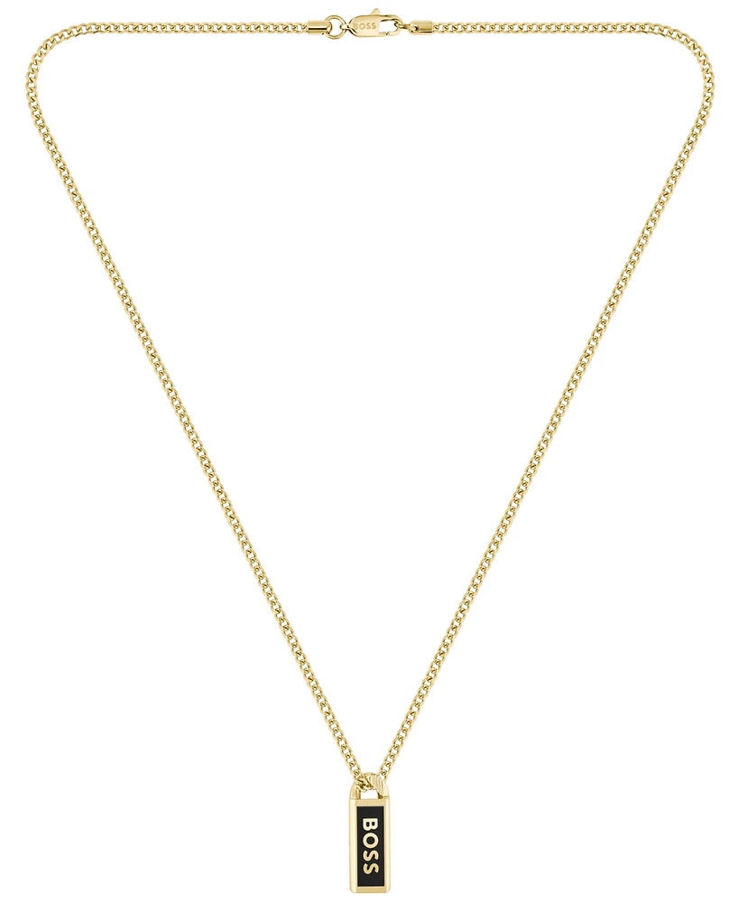 Hugo Boss Men's Kassy Emblem Ionic Gold-Plated Pendant Necklace