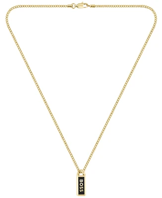 Hugo Boss Men's Kassy Emblem Ionic Gold-Plated Pendant Necklace