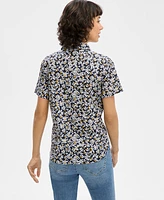 Nautica Jeans Women's Daisy-Print Cotton Camp Shirt