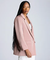 Kenneth Cole Women's Satin-Twill One-Button Notch-Collar Jacket