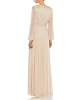 Women's Ieena Embellished Shoulder Blouson Sleeve Evening Gown