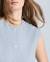 Kenneth Cole Women's Pinstripe Four-Button Boxy Vest