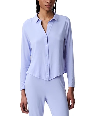 Calvin Klein Women's Collared Button-Front Sleep Shirt QS7475