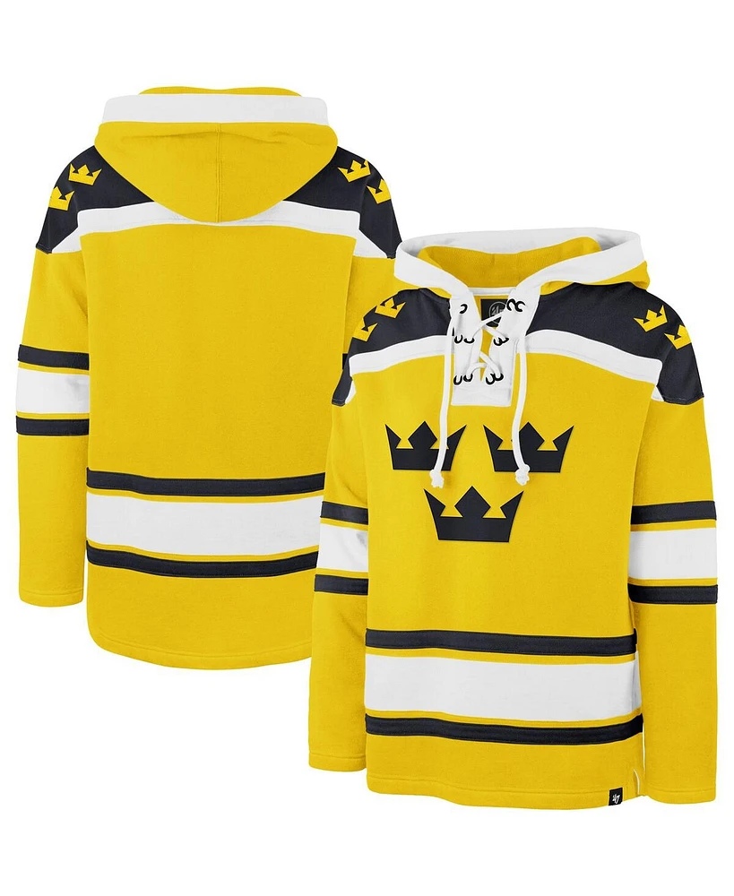 '47 Brand Men's Gold Sweden 2025 4 Nations Face-Off Superior Lacer Pullover Hoodie