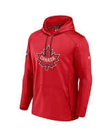 Fanatics Men's Athletic Red Canada 2025 4 Nations Face-Off Authentic Pro Fleece Pullover Hoodie