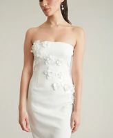 ivy + blu Women's Embellished 3D Floral Applique Strapless Dress