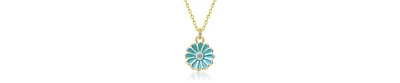 GiGiGirl Sterling Silver 14k Gold Plated Colored Enamel and Cubic Zirconia Flower Pendant Necklace