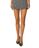 Edikted Womens Stud Pleated Denim Mini Skirt