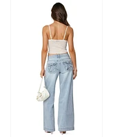 Edikted Womens Sidonie Wide Leg Jeans